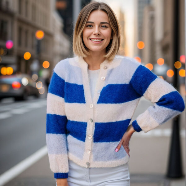 Sandras striped cozy jacket (Blue) - Image 4