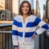 Sandras striped cozy jacket (Blue) - Image 5