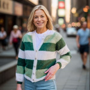 Sandras striped cozy jacket (Green)