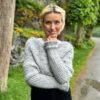 Grey Eyelet sweater scarf - Image 3
