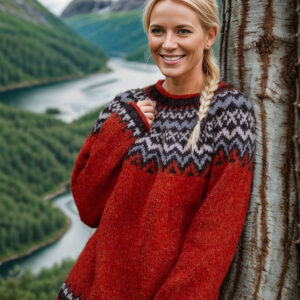 Islandur red Icelandic sweater
