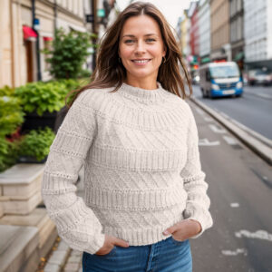 Structured joy sweater in natural white