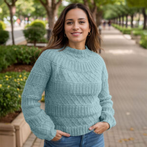 Structured joy sweater in light petrol