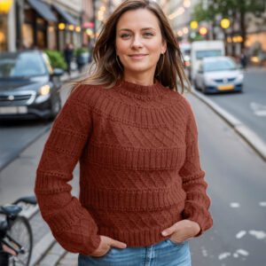 Structured joy sweater in brown rust