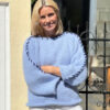 Light blue Sorbonne sweater with stitches