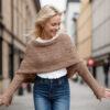 Eyelet sweater scarf in light brown - Image 2