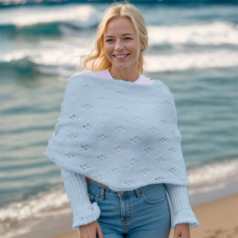 Light blue Eyelet sweaterscarf