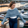 Eyelet scarf sweater in light jeansblue