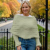 Eyelet scarf sweater in light green