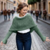 Eyelet sweater shawl in jadegreen - Image 2