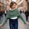 Eyelet sweater shawl in jadegreen - Image 3