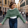 Eyelet sweater shawl in jadegreen - Image 4