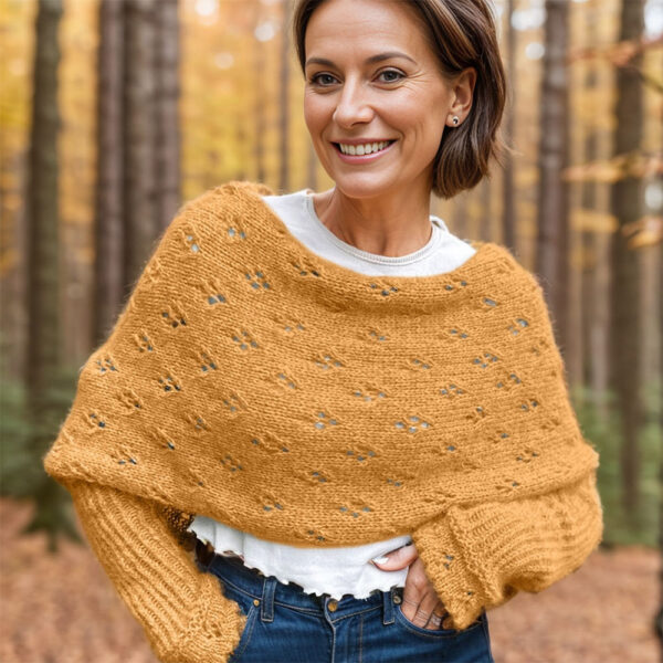 Eyelet sweaterscarves in ocheryellow