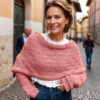 Eyelet sweater scarves in salmonpink
