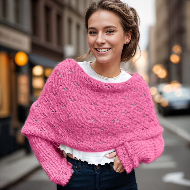 Pink Eyelet sweater scarf