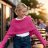 Cerise Eyelet sweater shawl