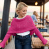 Cerise Eyelet sweater shawl