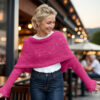 Cerise Eyelet sweater shawl