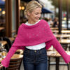 Cerise Eyelet sweater shawl