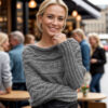 Leafy sweaterscarf in dark grey - Image 2