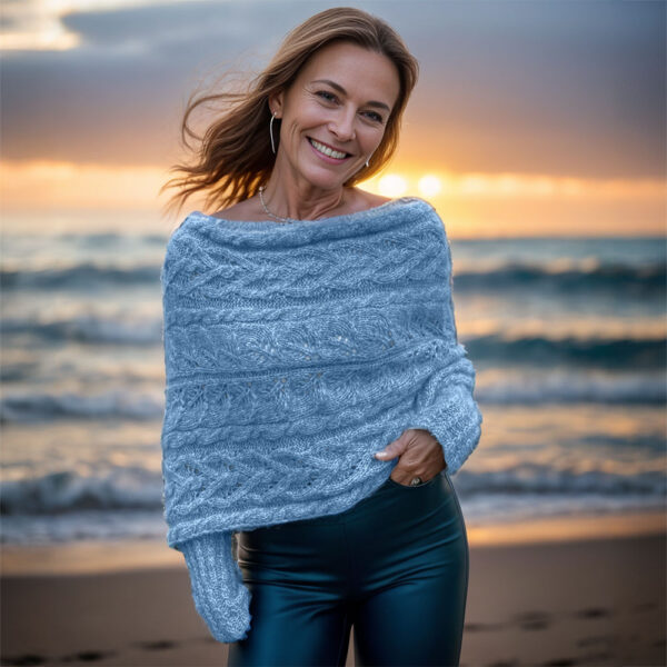 Leafy blue sweaterscarf - Image 4