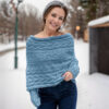 Leafy sweatershawl in blue - Image 4