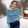 Leafy sweatershawl in blue - Image 2