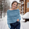 Leafy sweatershawl in blue - Image 3
