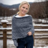 Leafy sweater-shawl in dark blue - Image 3