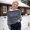 Leafy sweater-shawl in dark blue - Image 2