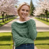 Leafy sweater scarf in deep forest green - Image 3