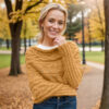Mustard yellow Leafy sweater scarf - Image 3
