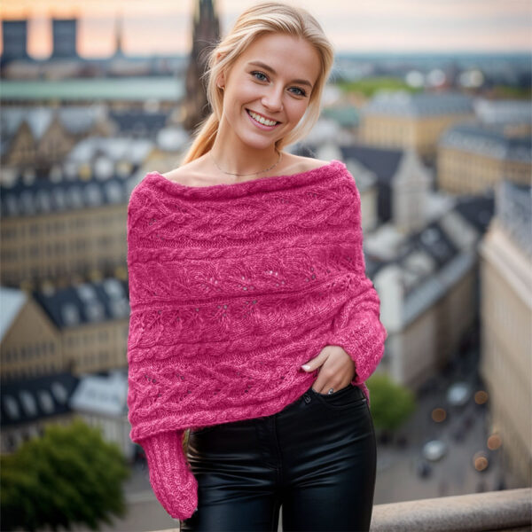 Leafy sweaterscarf in dusty rose - Image 2