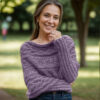 Leafy purple-colored sweater scarf - Image 3