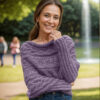 Leafy purple-colored sweater scarf - Image 4