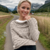 Beige Leafy sweater-scarf - Image 3