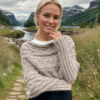 Beige Leafy sweater-scarf - Image 4